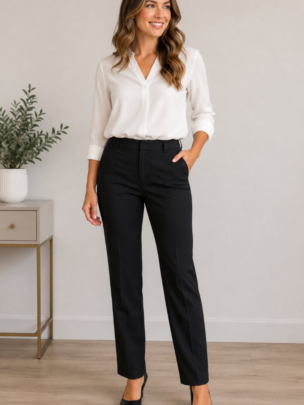 OOBE Women's Black Straight Leg Dress Pants Size 16x35